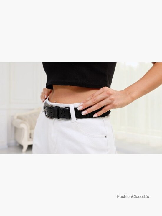 Hollow Genuine Leather Belt for Women Exquisite Metal Buckle Casual Waist Belt main image 5